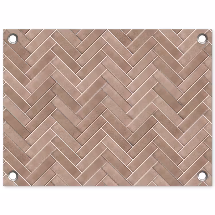 Tuinposter - Visgraat - Wandtegel - Oudroze - Terracotta — 1