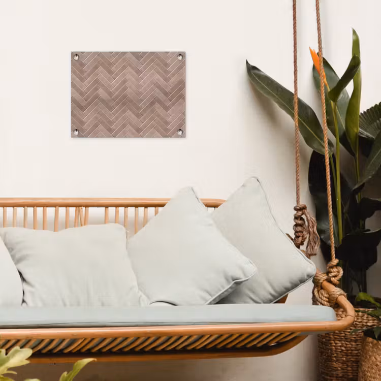 Tuinposter - Visgraat - Wandtegel - Oudroze - Terracotta — 5