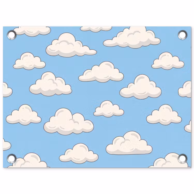 Tuinposter - Wolk - Cartoon - Lucht - Blauw - Wit — 1
