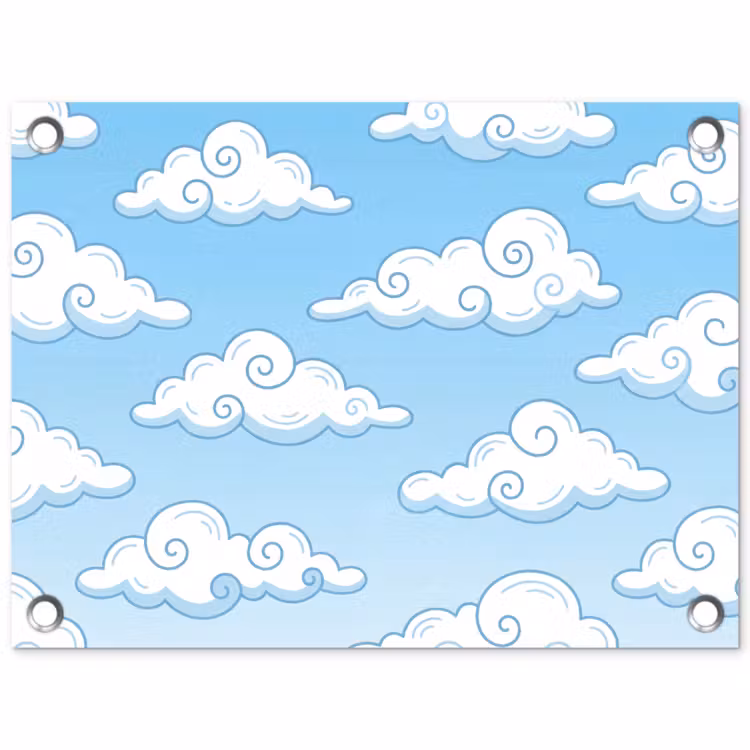 Tuinposter - Wolk - Lucht - Cartoon - Blauw - Wit — 1