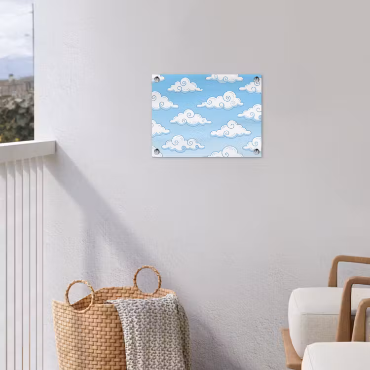 Tuinposter - Wolk - Lucht - Cartoon - Blauw - Wit — 3