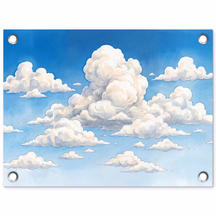 Tuinposter - Wolken - Blauwe lucht - Natuur - Modern - Wit — 1