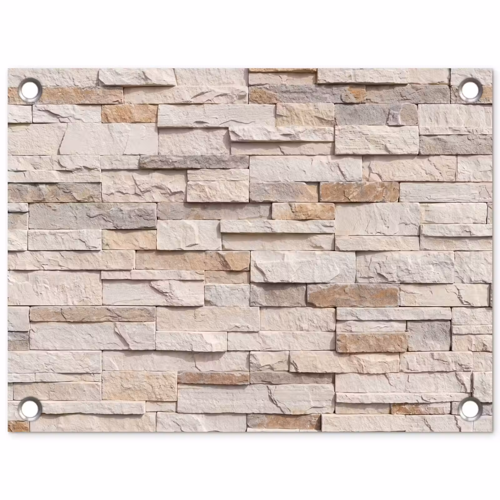 Tuinposter - Steen - Muur - Textuur - Rustiek - Beige — 1