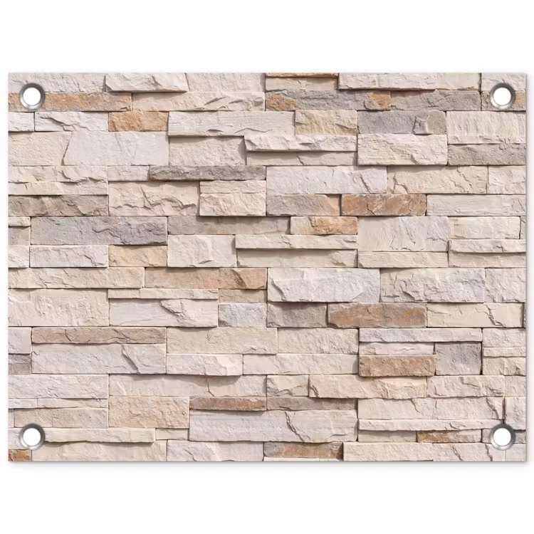 Tuinposter - Steen - Muur - Textuur - Rustiek - Beige — 1