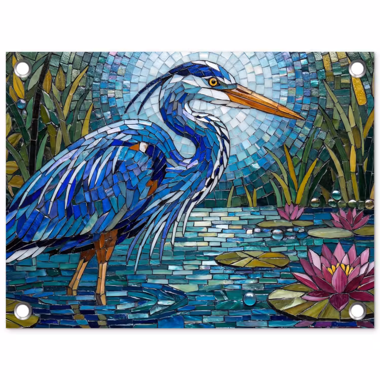 Tuinposter - Vogel - Water - Natuur - Abstract - Blauw — 1