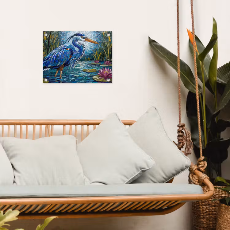 Tuinposter - Vogel - Water - Natuur - Abstract - Blauw — 5