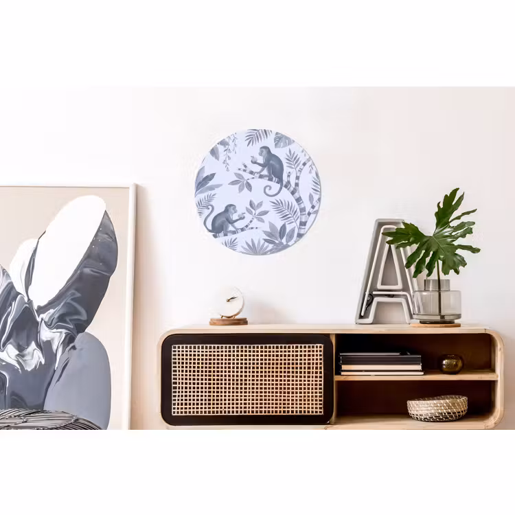 Wandcirkel - Aluminium - Aap - Boom - Bladeren - Jungle - Illustratie — 3