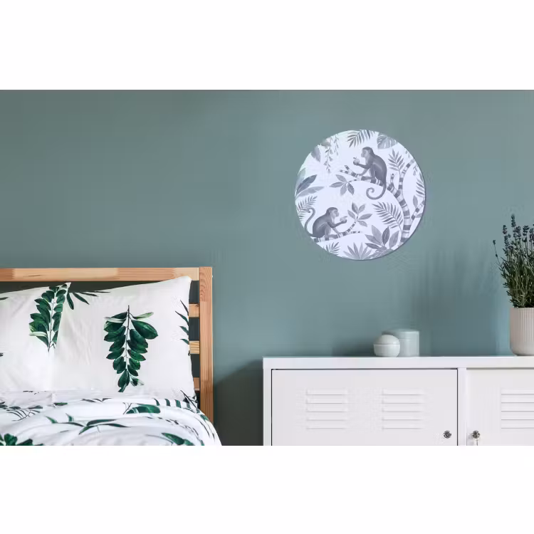Wandcirkel - Aluminium - Aap - Boom - Bladeren - Jungle - Illustratie — 4