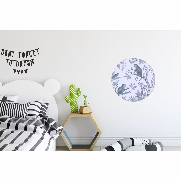 Wandcirkel - Aluminium - Aap - Boom - Bladeren - Jungle - Illustratie — 5