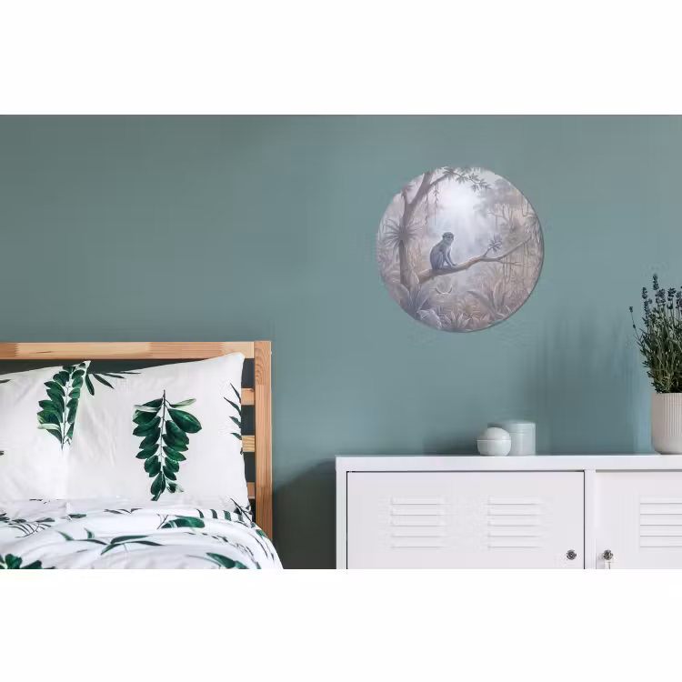 Wandcirkel - Aluminium - Aap - Boom - Jungle - Natuur - Grijs — 4