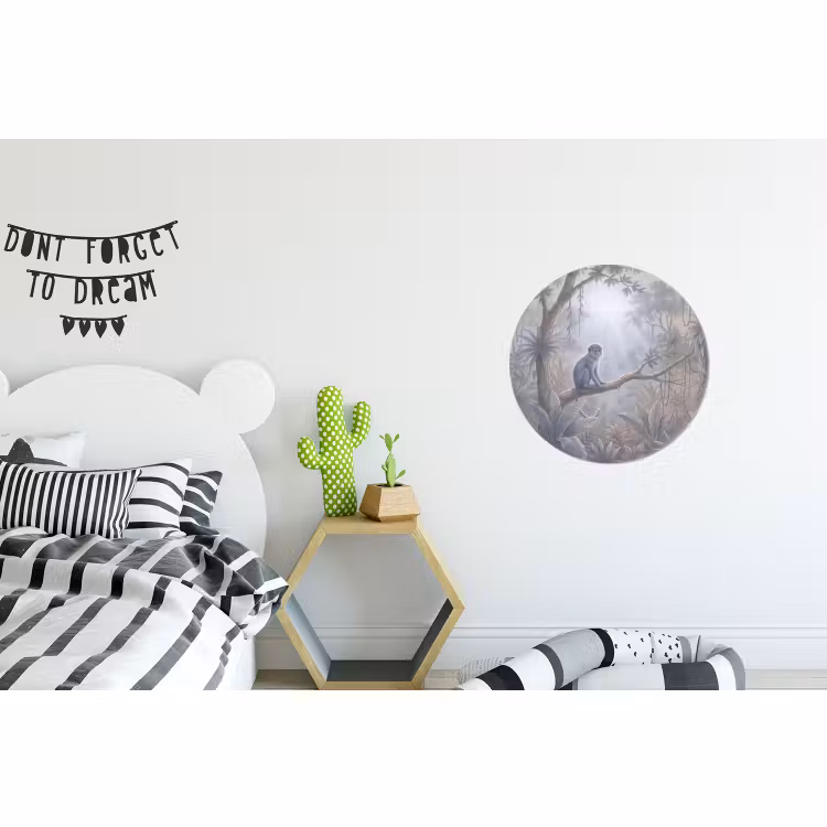 Wandcirkel - Aluminium - Aap - Boom - Jungle - Natuur - Grijs — 5