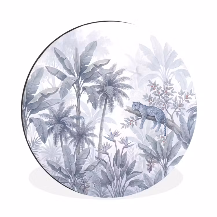Wandcirkel - Aluminium - Kat - Tropisch bos - Modern - Grijs — 1