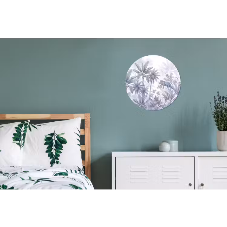 Wandcirkel - Aluminium - Kat - Tropisch bos - Modern - Grijs — 4