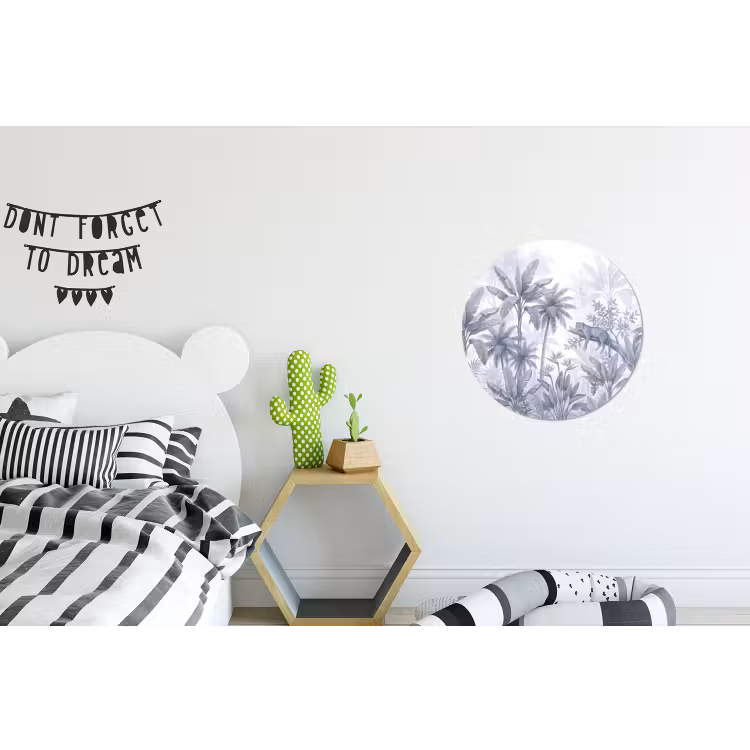 Wandcirkel - Aluminium - Kat - Tropisch bos - Modern - Grijs — 5
