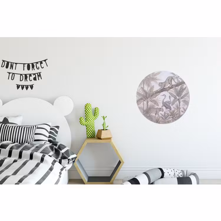 Wandcirkel - Aluminium - Kat - Vogel - Jungle - Illustratie - Dieren — 5