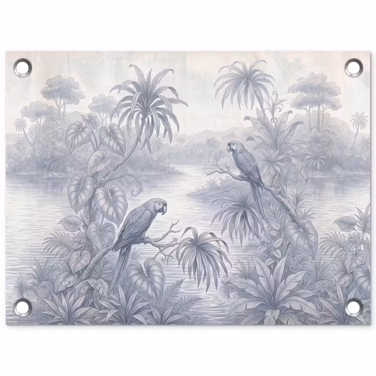 Tuinposter - Vogel - Rivier - Tropisch - Illustratie - Blauw — 1