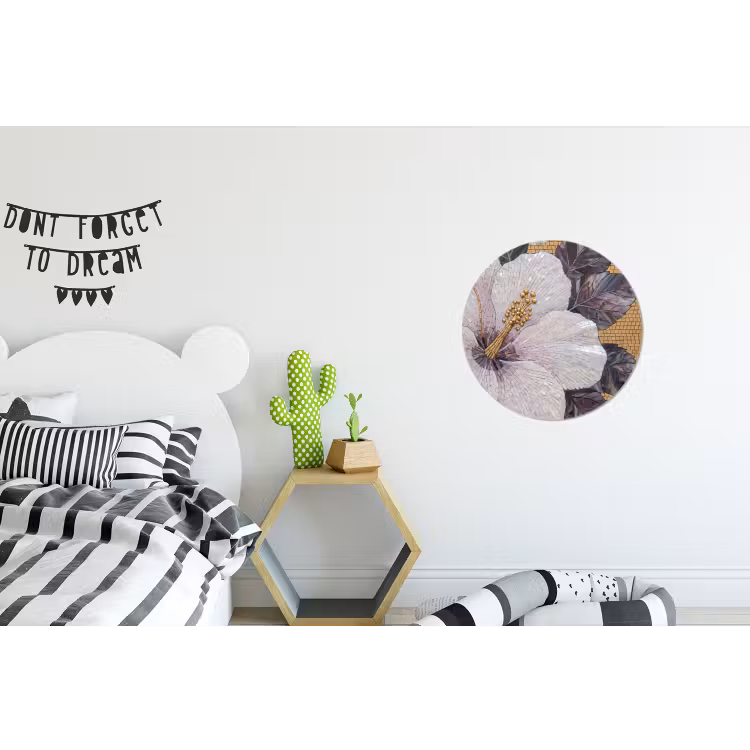 Wandcirkel - Aluminium - Bloemen - Mozaïek - Kunst - Modern - Goud — 5