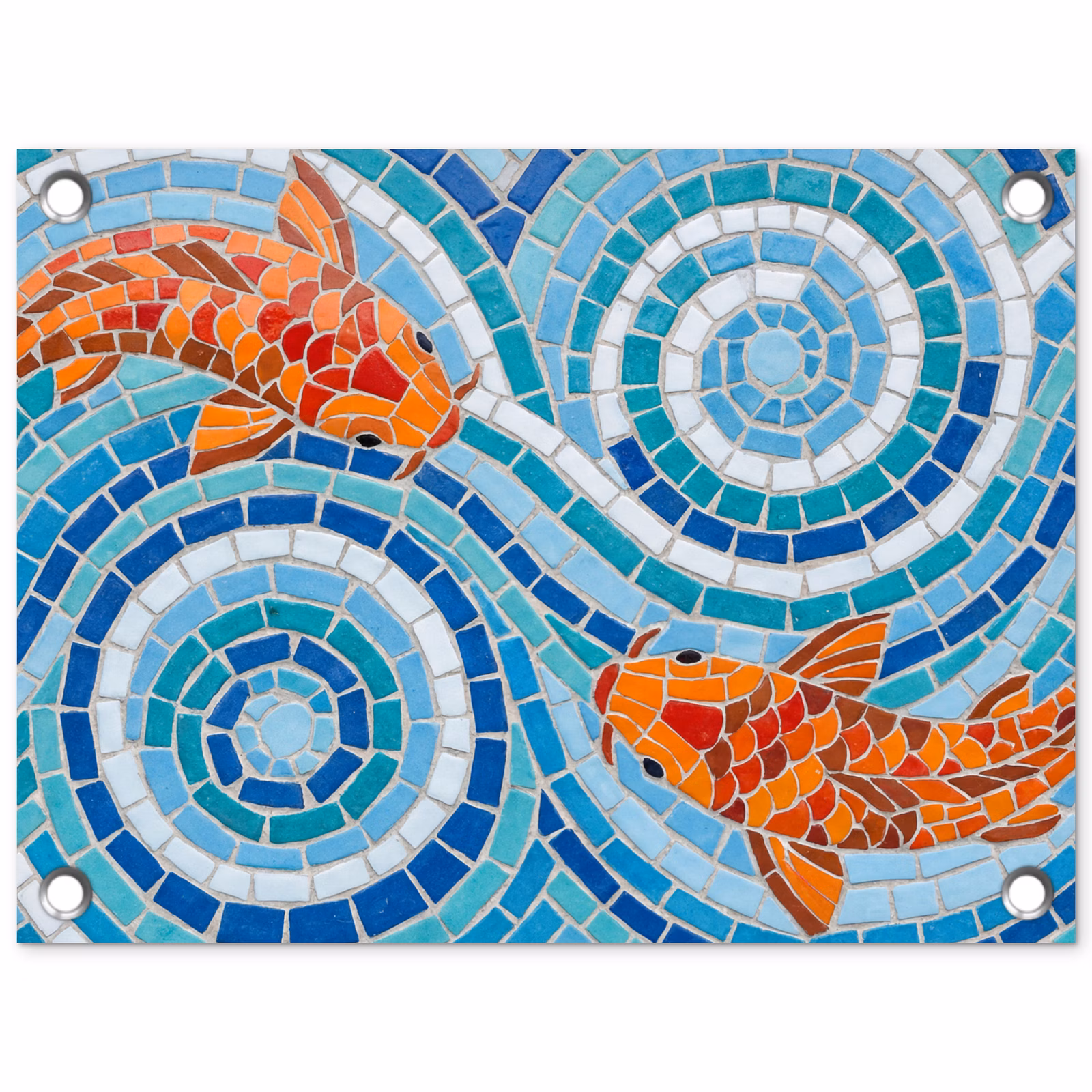 Tuinposter - Vis - Mozaïek - Water - Decoratief - Blauw — 1