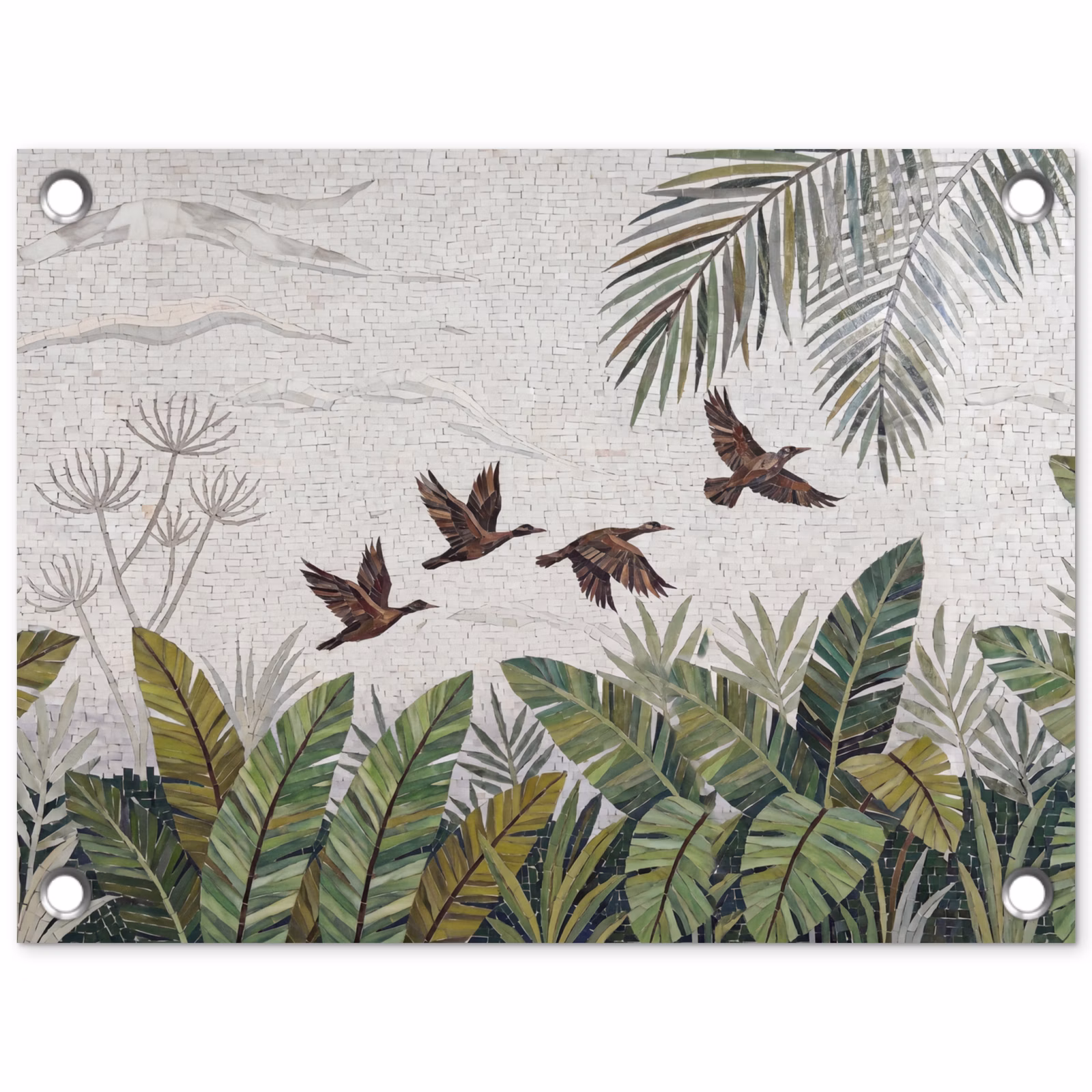 Tuinposter - Vogel - Vliegend - Tropisch - Mozaïek - Groen — 1
