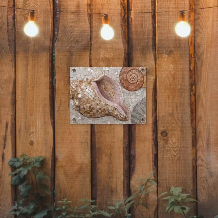Tuinposter - Schelp - Mozaïek - Zee - Beige - Modern — 2