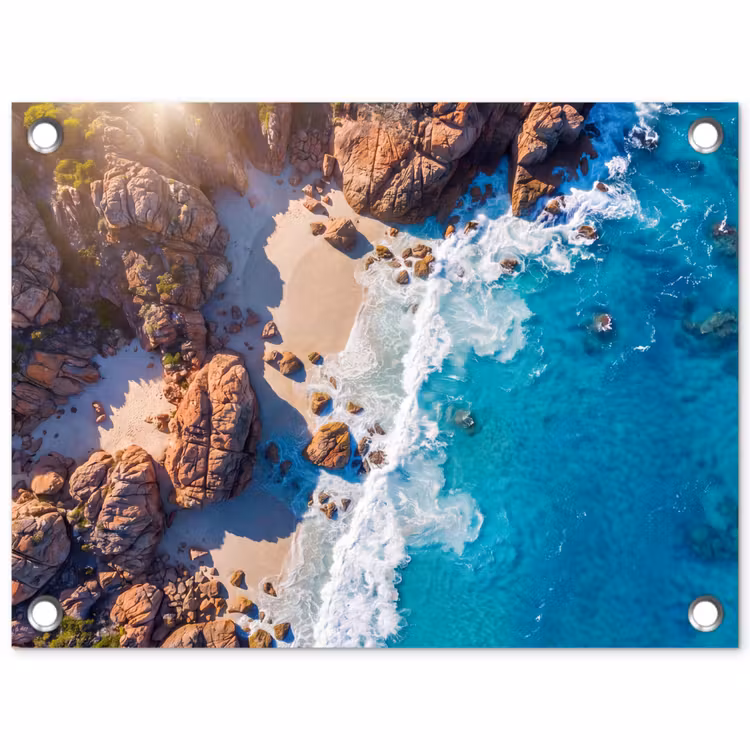 Tuinposter - Strand - Zee - Rotsen - Natuur - Blauw — 1