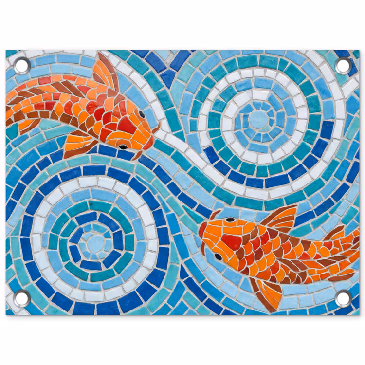 Tuinposter - Vis - Mozaïek - Water - Decoratief - Blauw — 1