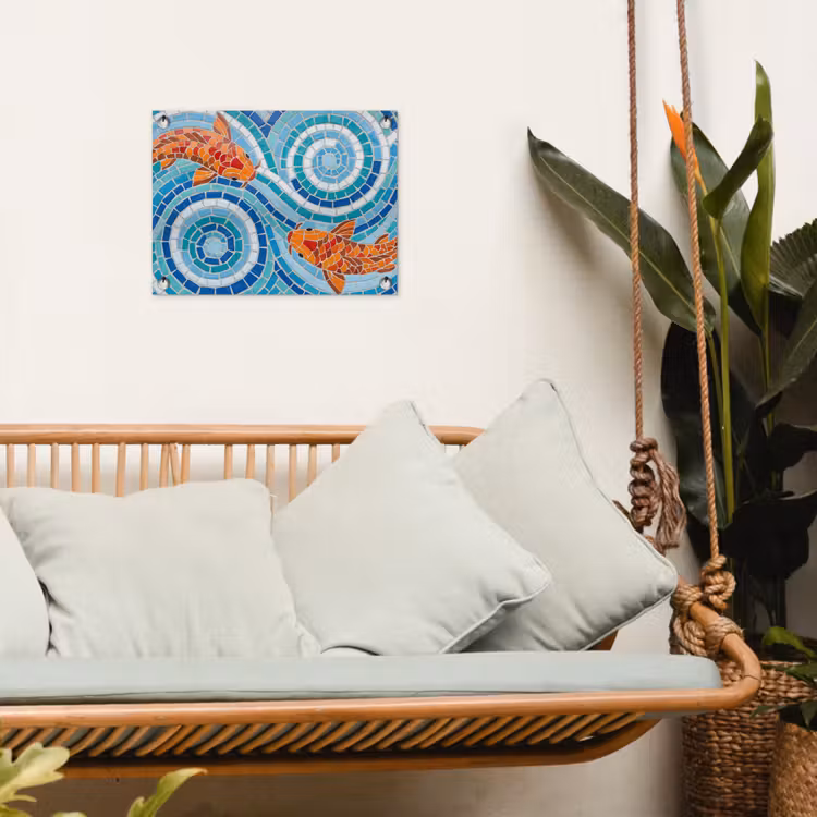 Tuinposter - Vis - Mozaïek - Water - Decoratief - Blauw — 5