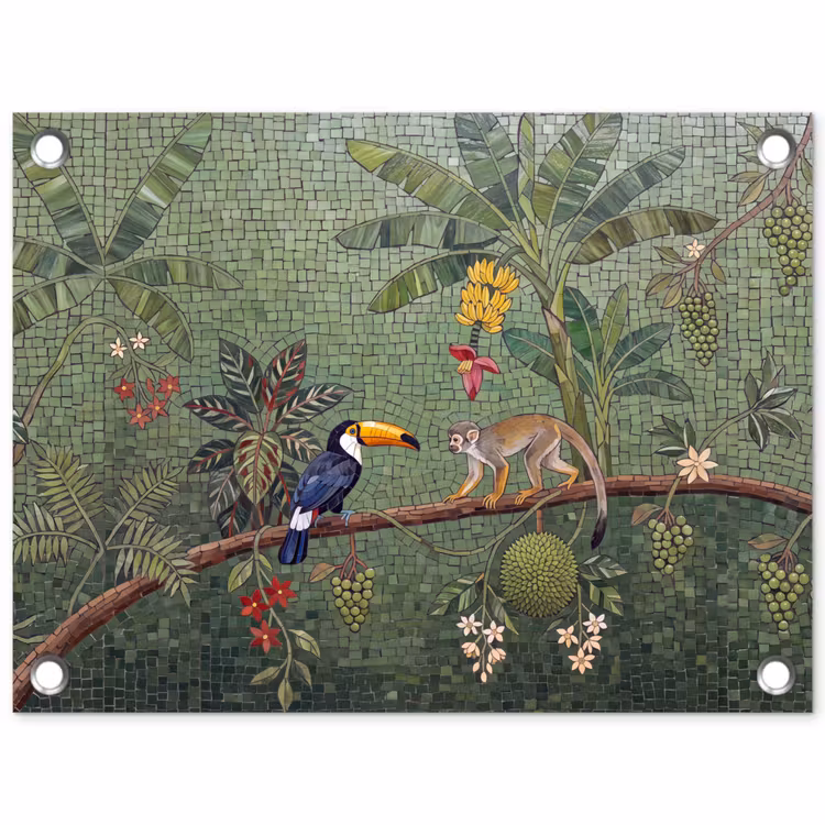 Tuinposter - Vogel - Dier - Jungle - Mozaïek - Natuur — 1