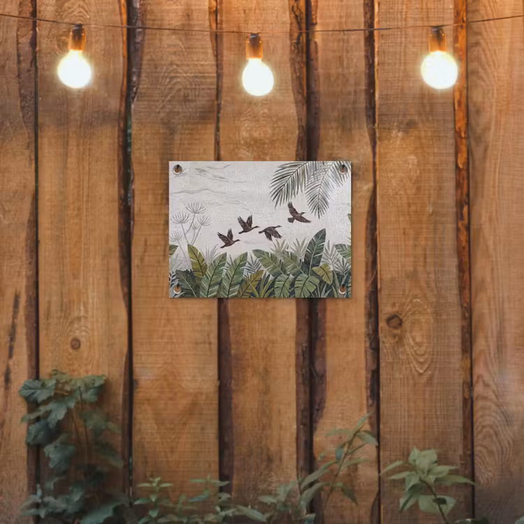 Tuinposter - Vogel - Vliegend - Tropisch - Mozaïek - Groen — 2