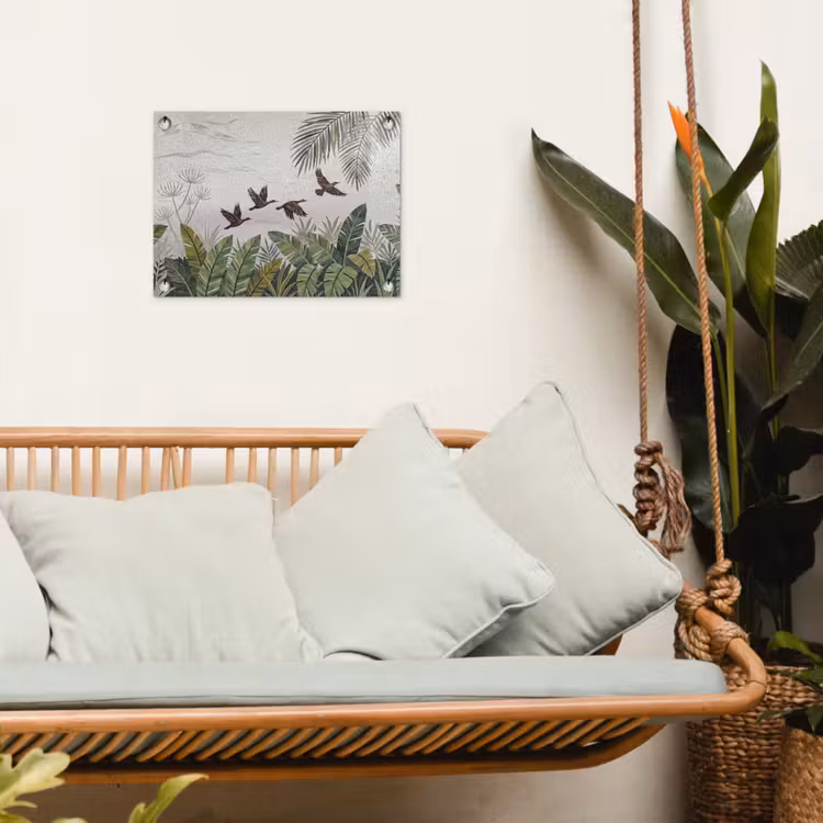 Tuinposter - Vogel - Vliegend - Tropisch - Mozaïek - Groen — 5