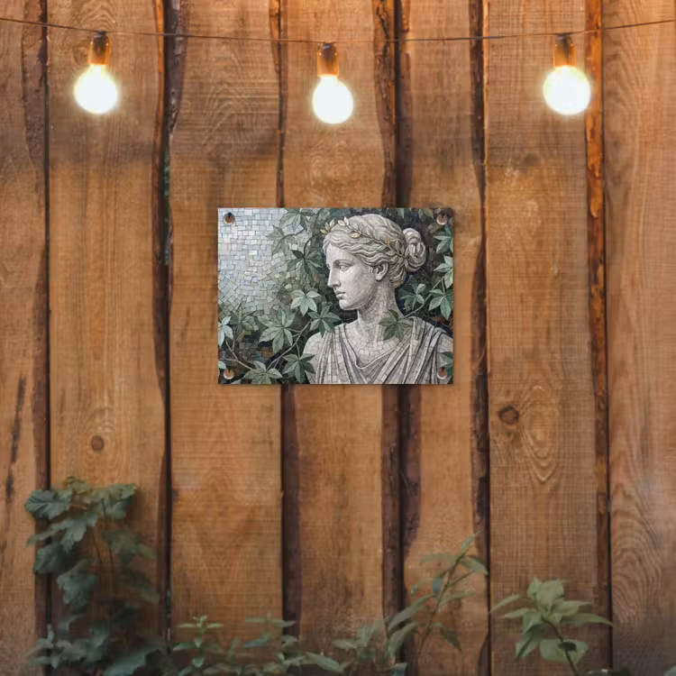 Tuinposter - Vrouw - Klassiek - Mozaiëk - Natuur - Groen — 2
