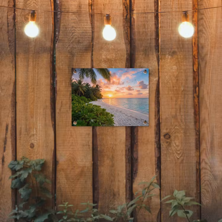 Tuinposter - Strand - Zonsondergang - Palmbomen - Tropisch - Natuur — 2