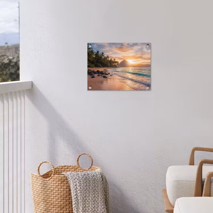 Tuinposter - Zee - Berg - Landschap - Tropisch - Goud — 3