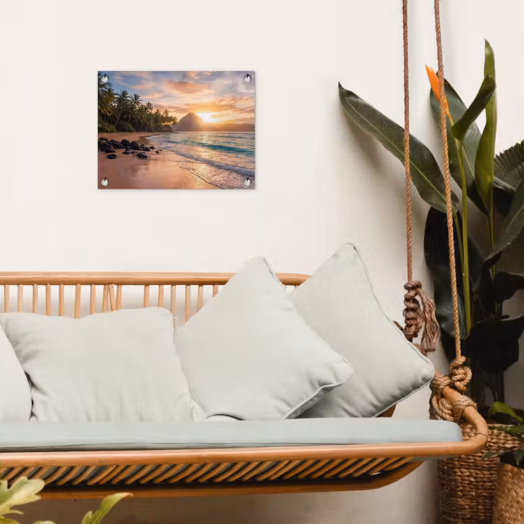 Tuinposter - Zee - Berg - Landschap - Tropisch - Goud — 5