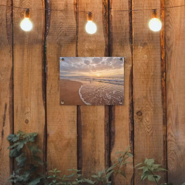 Tuinposter - Zee - Kustlijn - Wolken - Landschap - Oranje — 2