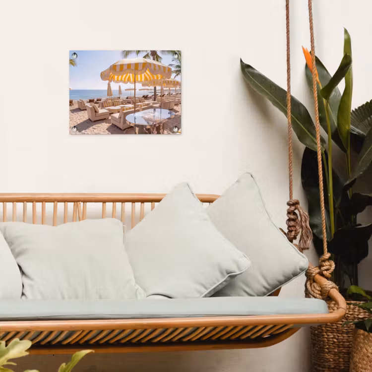Tuinposter - Strand - Ligbedden - Vakantie - Modern - Geel — 5