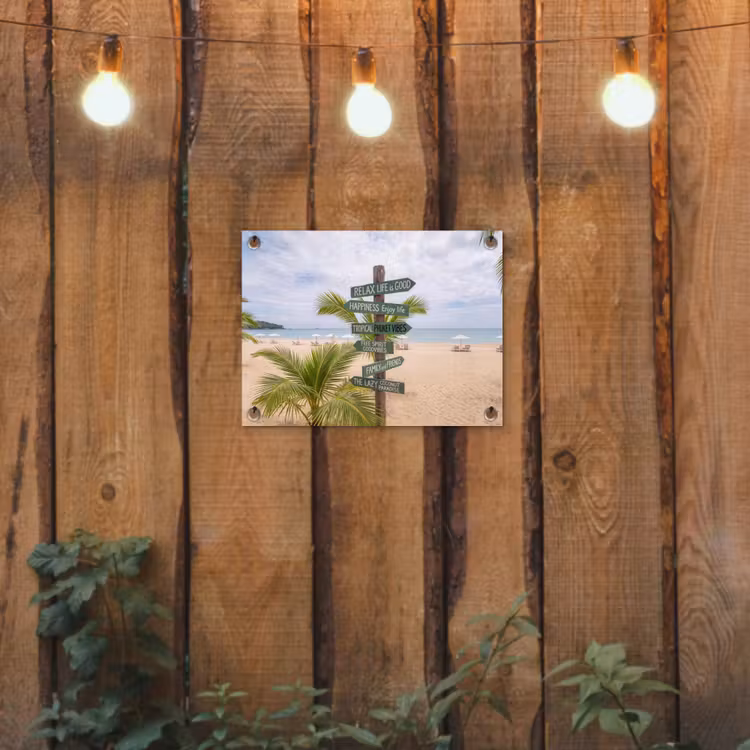 Tuinposter - Strand - Wegwijzer - Palmen - Tropisch - Groen — 2