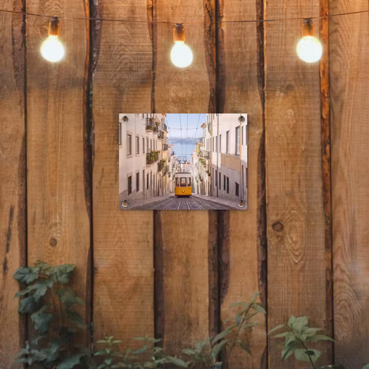 Tuinposter - Tram - Straat - Stad - Architectuur - Geel — 2