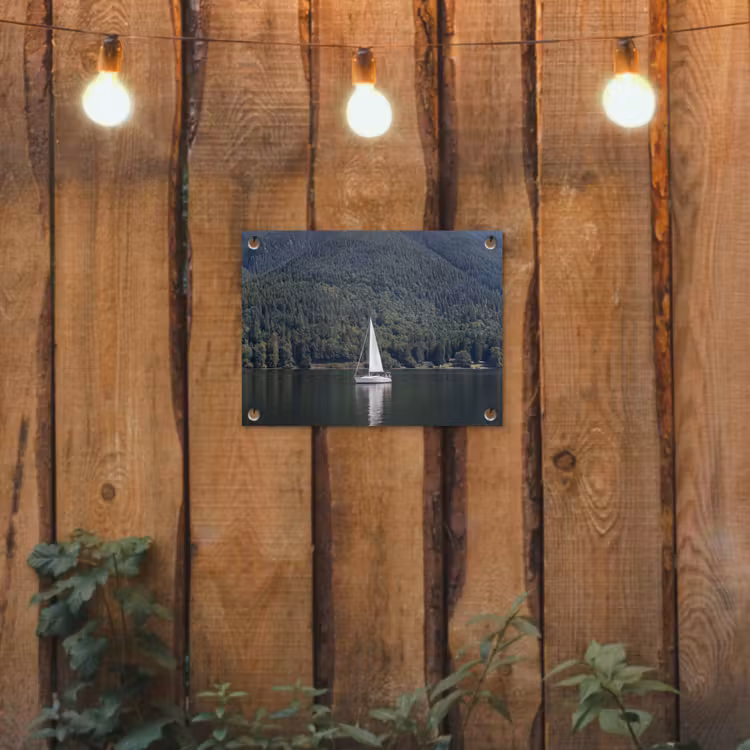 Tuinposter - Zeilboot - Water - Bergen - Natuur - Groen — 2