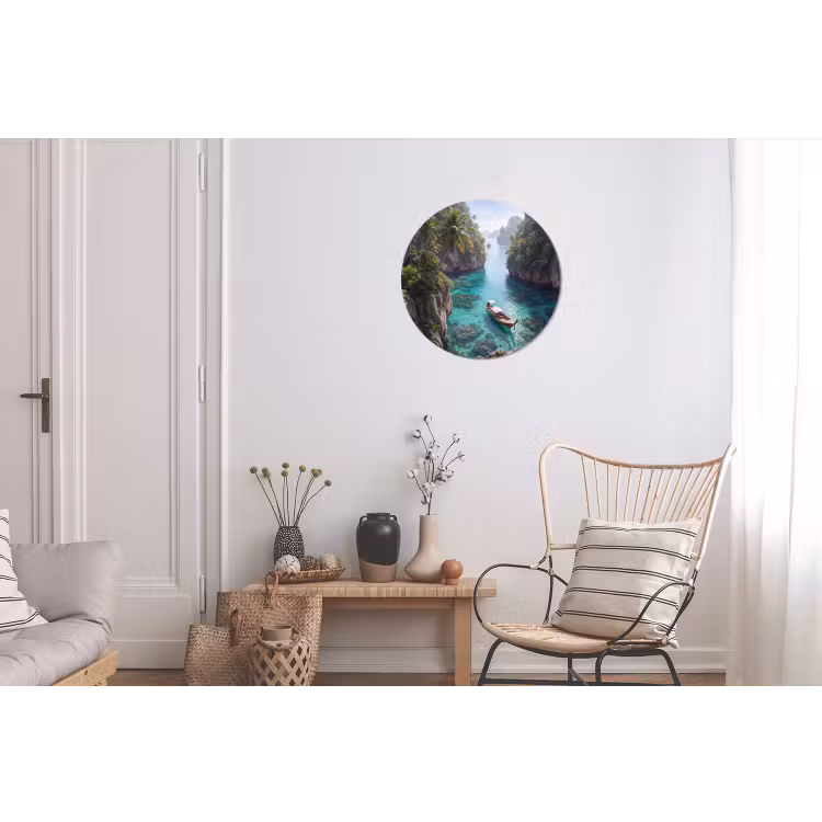 Wandcirkel - Aluminium - Eiland - Tropisch - Water - Palmbomen - Natuur — 2