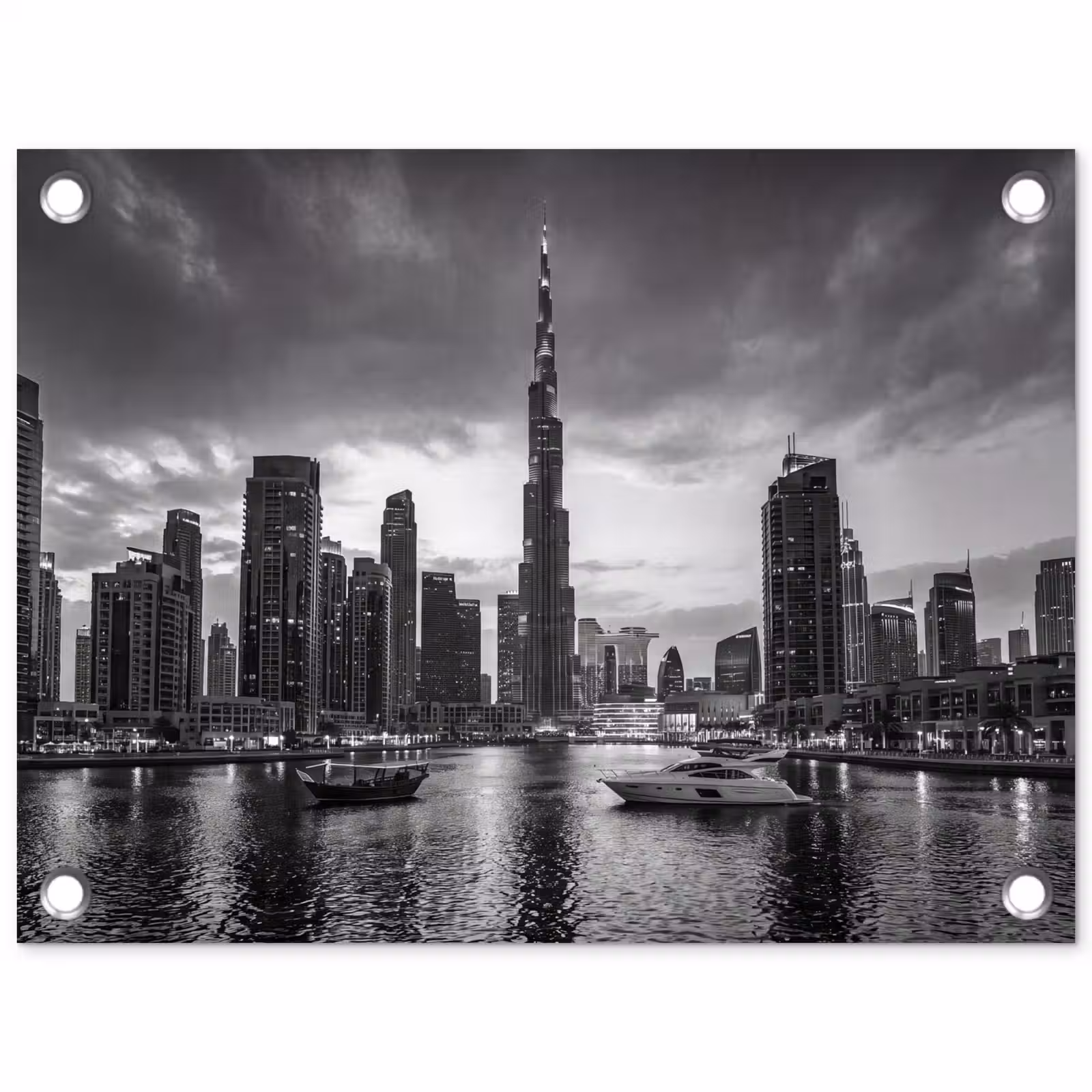 Tuinposter - Stad - Skyline - Architectuur - Avond - Zwart-wit — 1