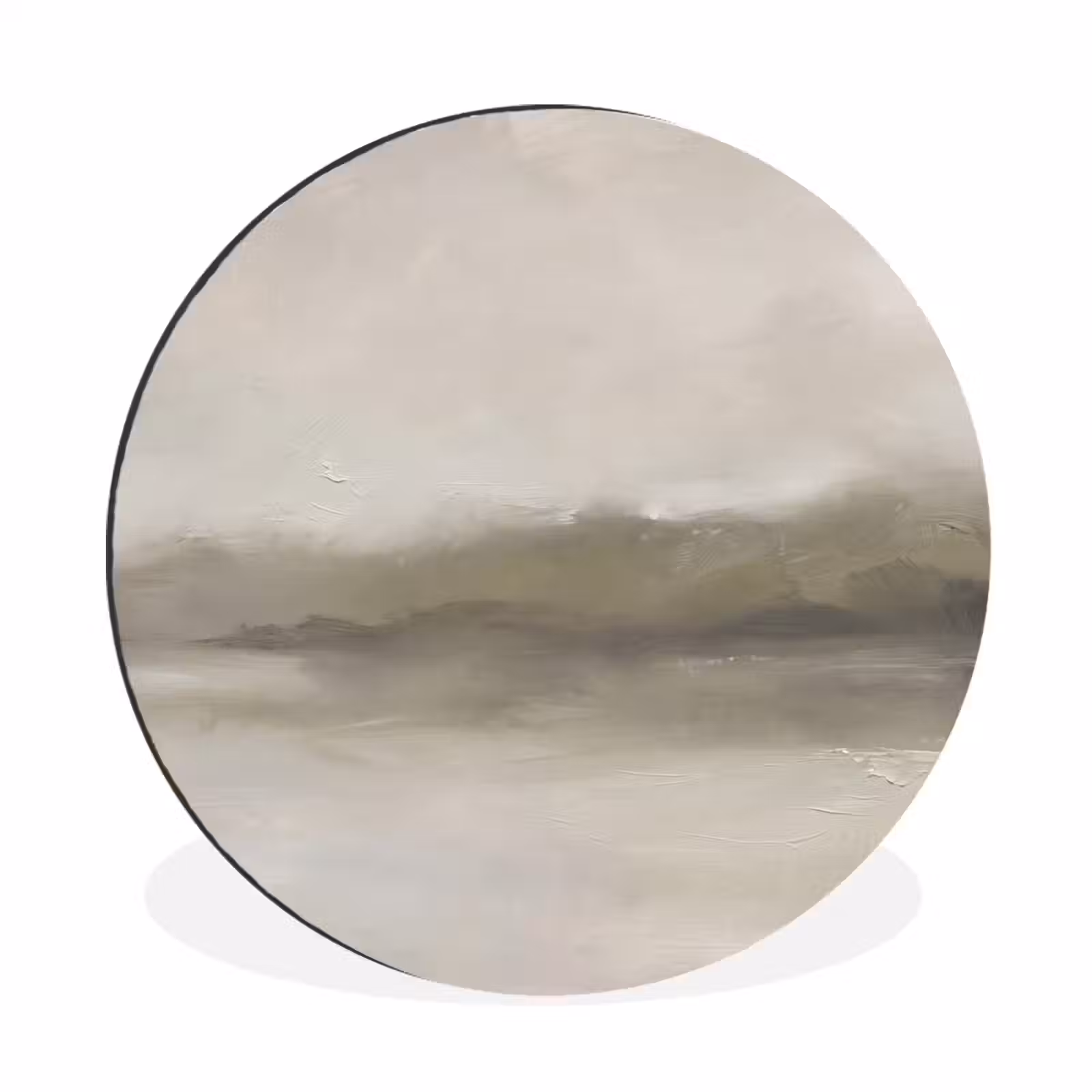 Wandcirkel - Aluminium - Abstract - Landschap - Nevel - Modern - Grijs — 1