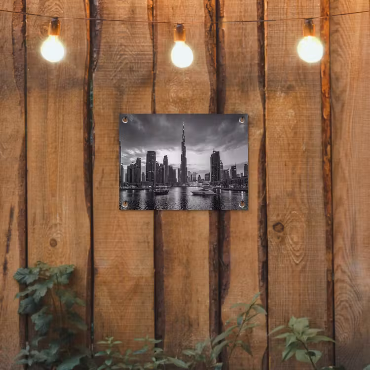 Tuinposter - Stad - Skyline - Architectuur - Avond - Zwart-wit — 2