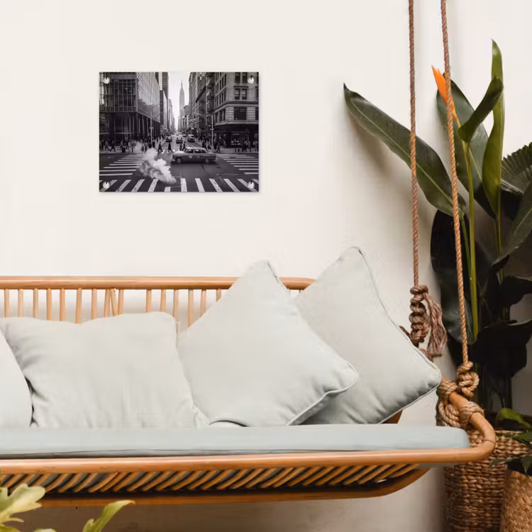 Tuinposter - Stad - Straat - Gebouwen - Verkeer - Zwart-wit — 5