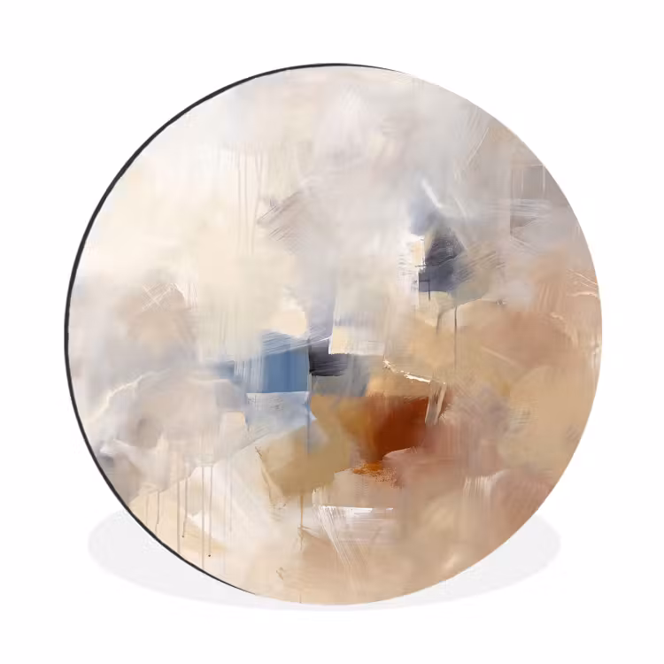Wandcirkel - Aluminium - Abstract - Borstelstreken - Modern - Beige - Kunst — 1