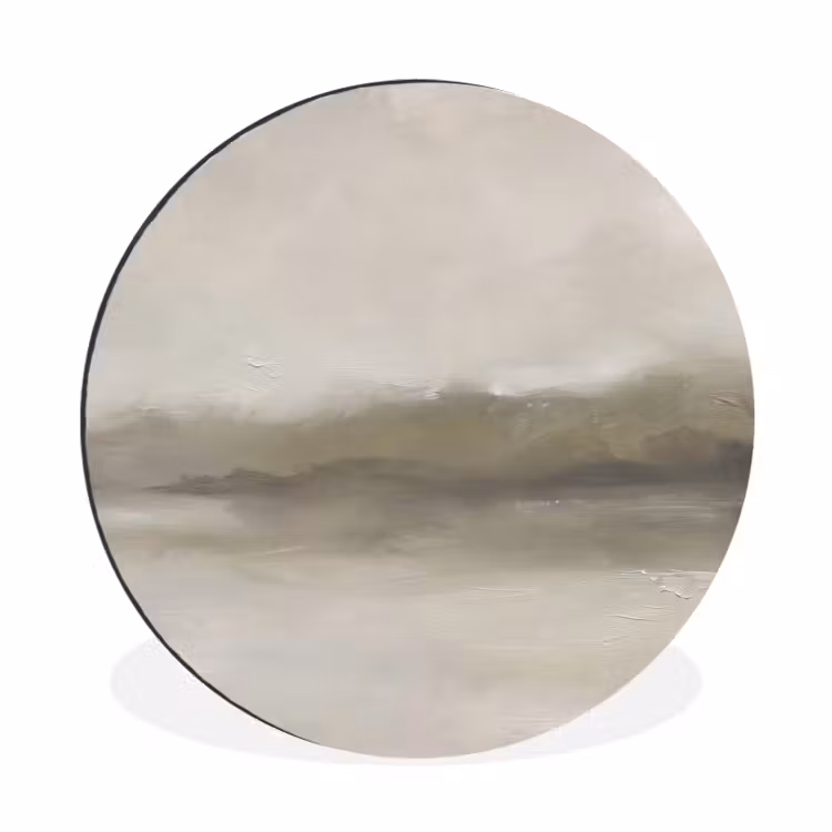 Wandcirkel - Aluminium - Abstract - Landschap - Nevel - Modern - Grijs — 1