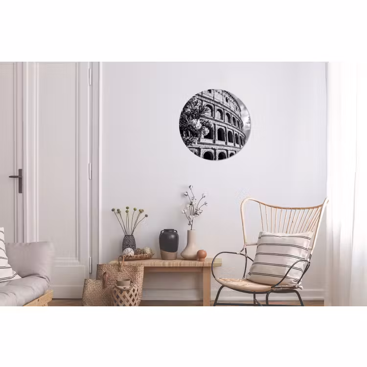 Wandcirkel - Aluminium - Architectuur - Colosseum - Rome - Historisch - Zwart-wit — 2