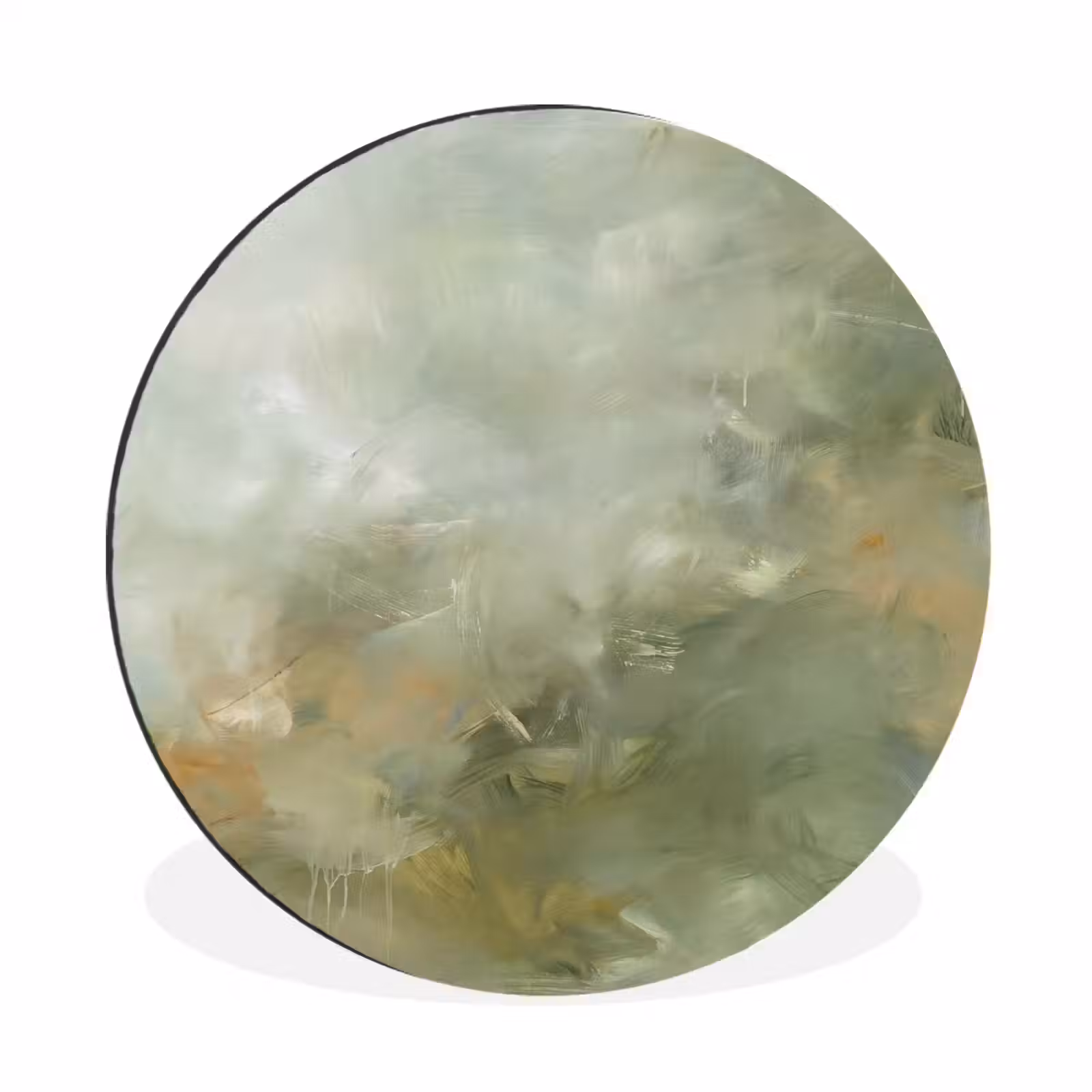Wandcirkel - Aluminium - Abstract - Groen - Beige - Modern - Kunst — 1