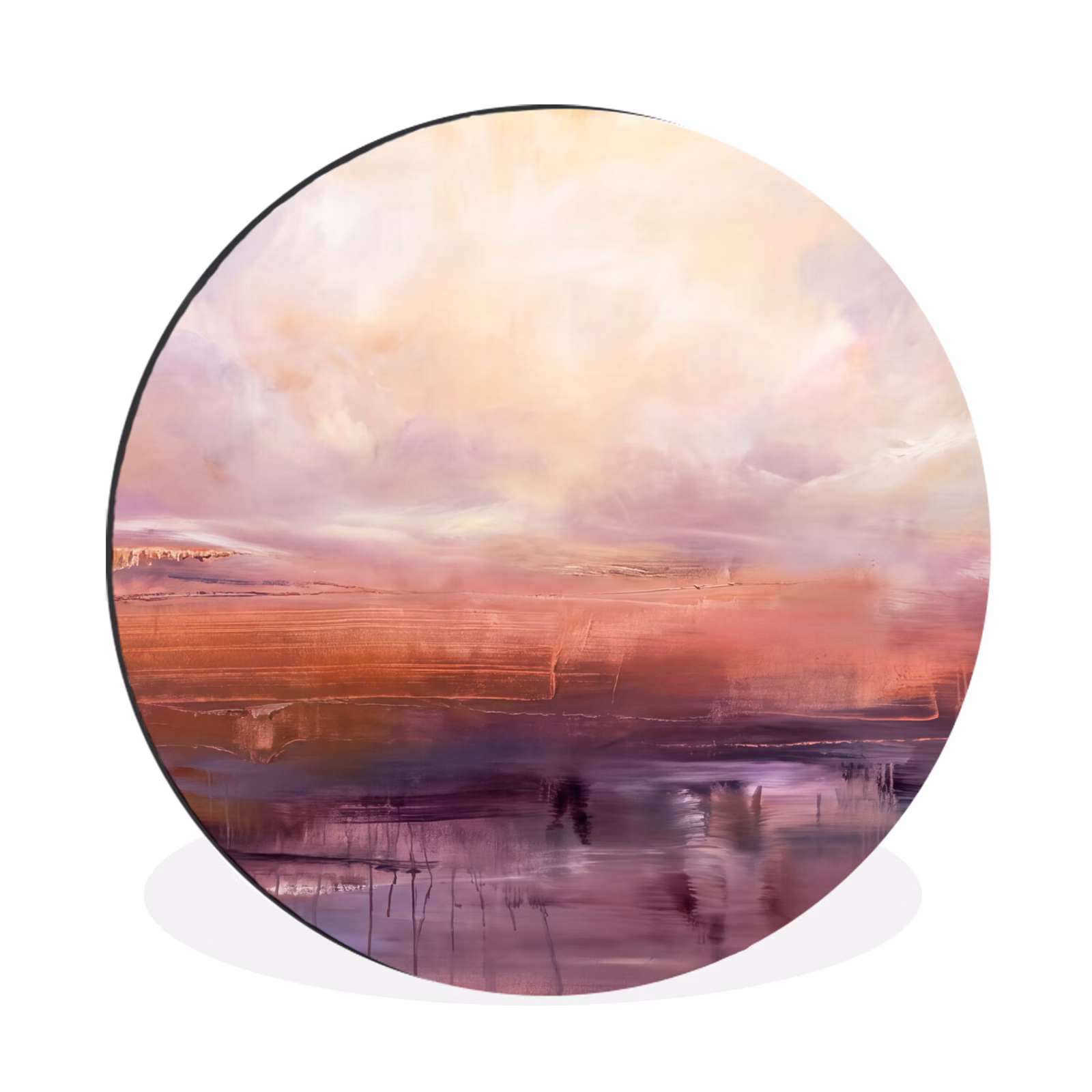 Wandcirkel - Aluminium - Abstract - Landschap - Modern - Paars - Oranje — 1