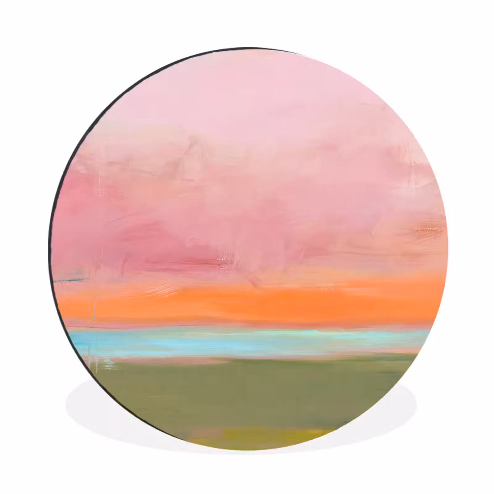 Wandcirkel - Aluminium - Abstract - Landschap - Modern - Roze - Oranje — 1
